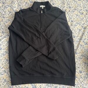 Peter Millar Mens Black Cotton Modal Quarter Zip Pullover Sweater Large STDK40